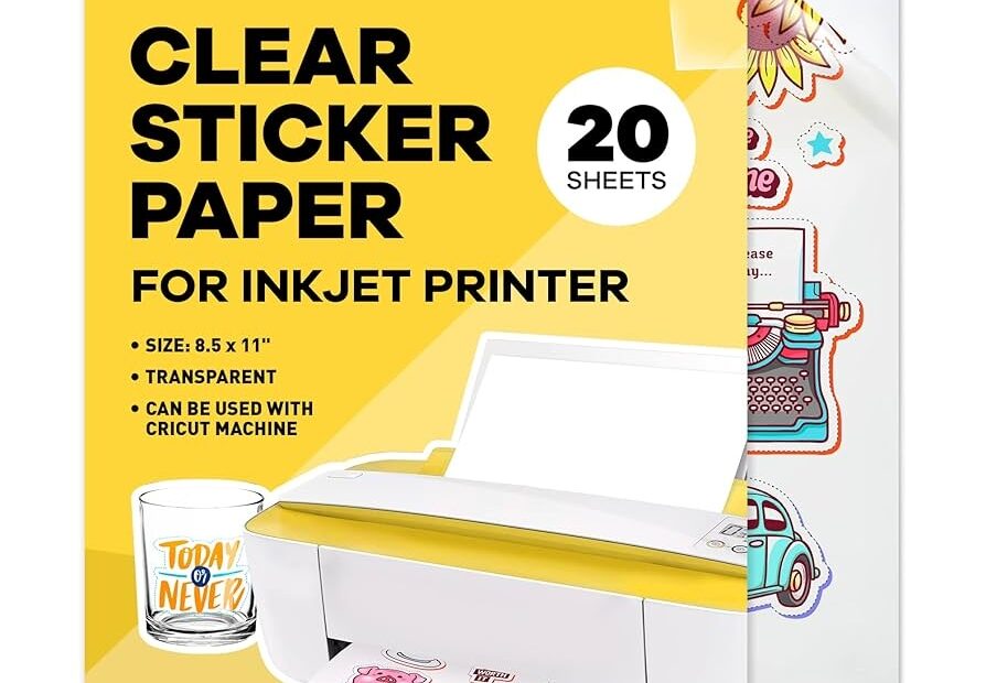 90 Clear Sticker Paper For Inkjet Printer 20 Sheets 8 5 X 11
