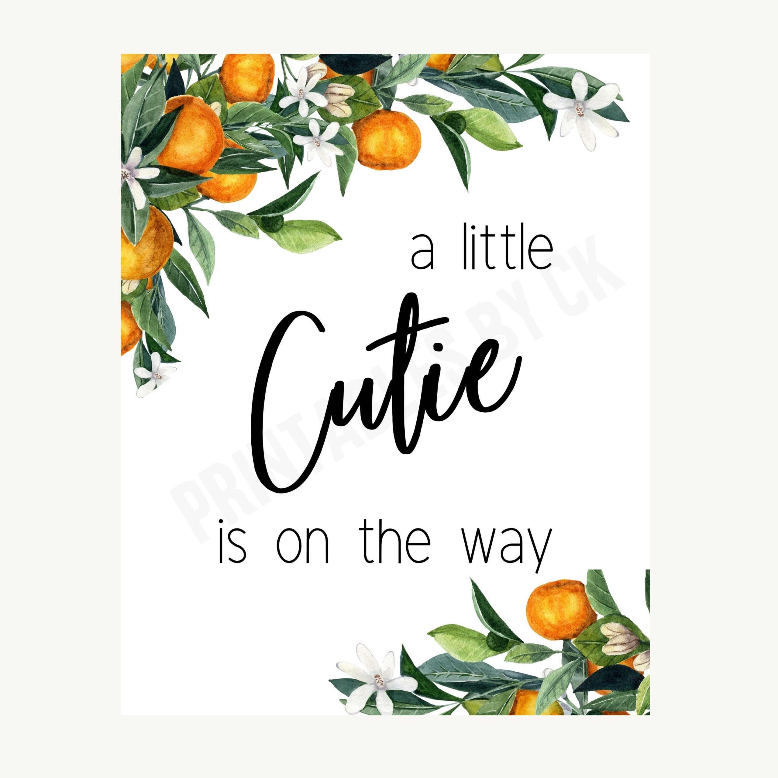 A Little Cutie Is On The Way Little Cutie Baby Shower Game Little Cutie Baby Shower Welcome Sign Little Cutie Shower Decor Citrus Shower Etsy
