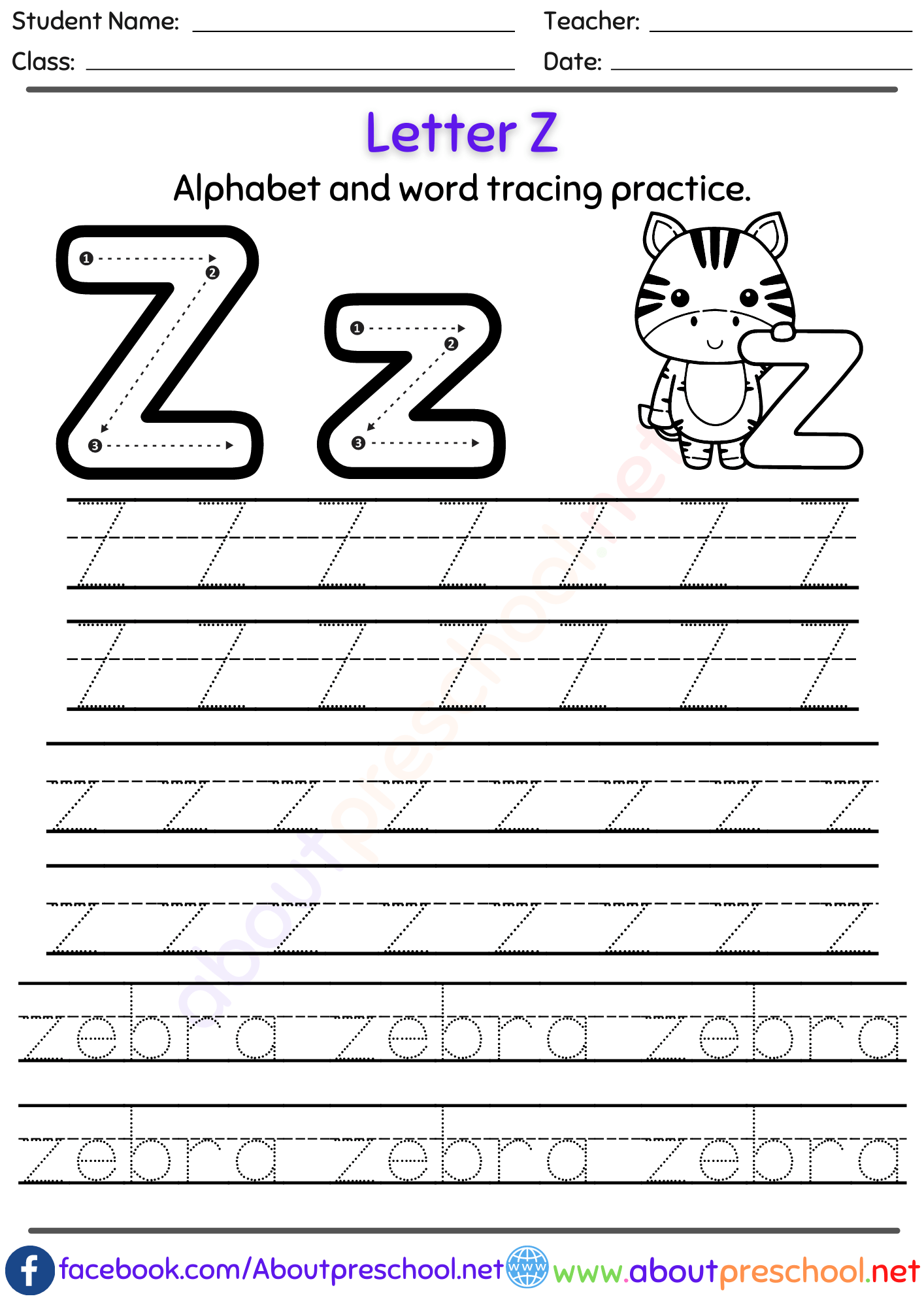 A Z Alphabet Letter Tracing Worksheet Archives About Preschool