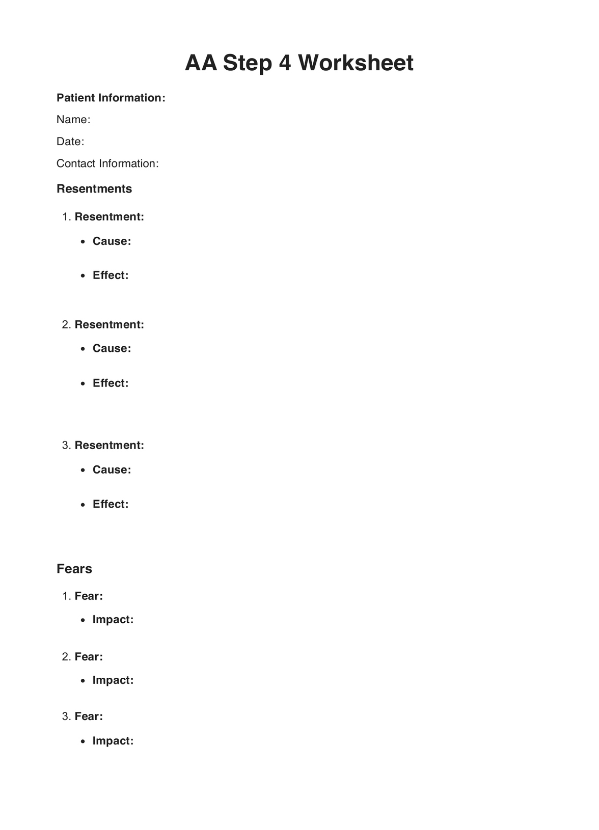 4 step worksheet