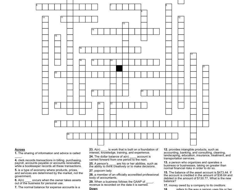 Accounting Crossword WordMint