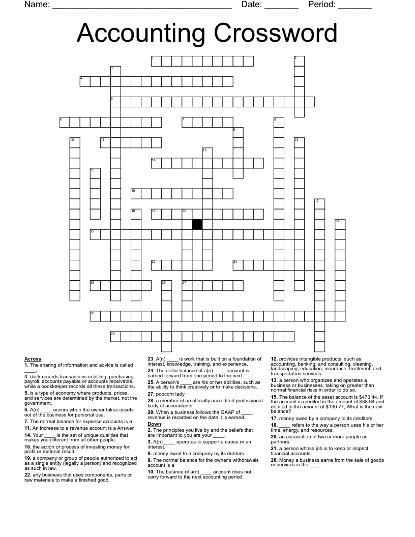 Accounting Crossword WordMint