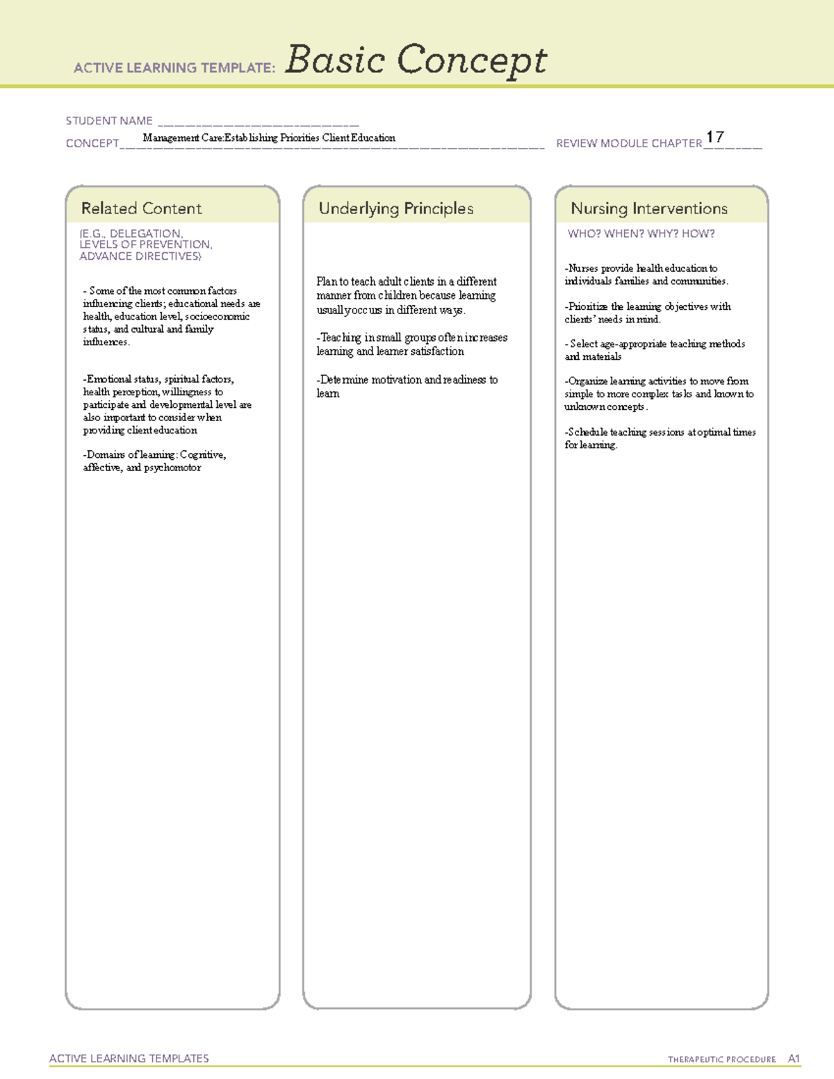 Active Learning Template Basic Concept Management Care 2 