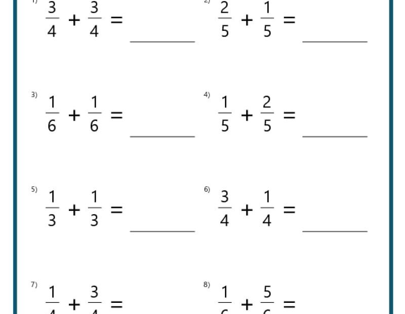 Adding And Subtracting Fractions Worksheets