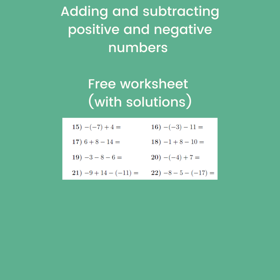 adding and subtracting negative numbers worksheets