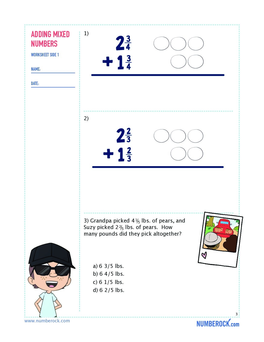adding mixed numbers worksheet
