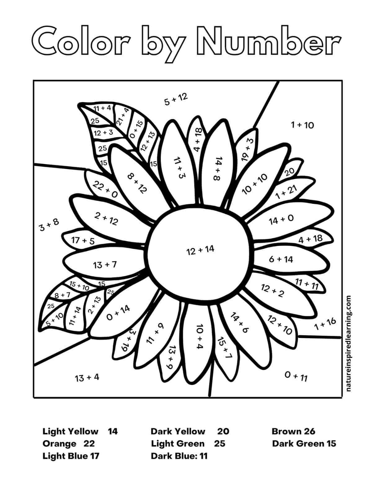 addition worksheets color by number