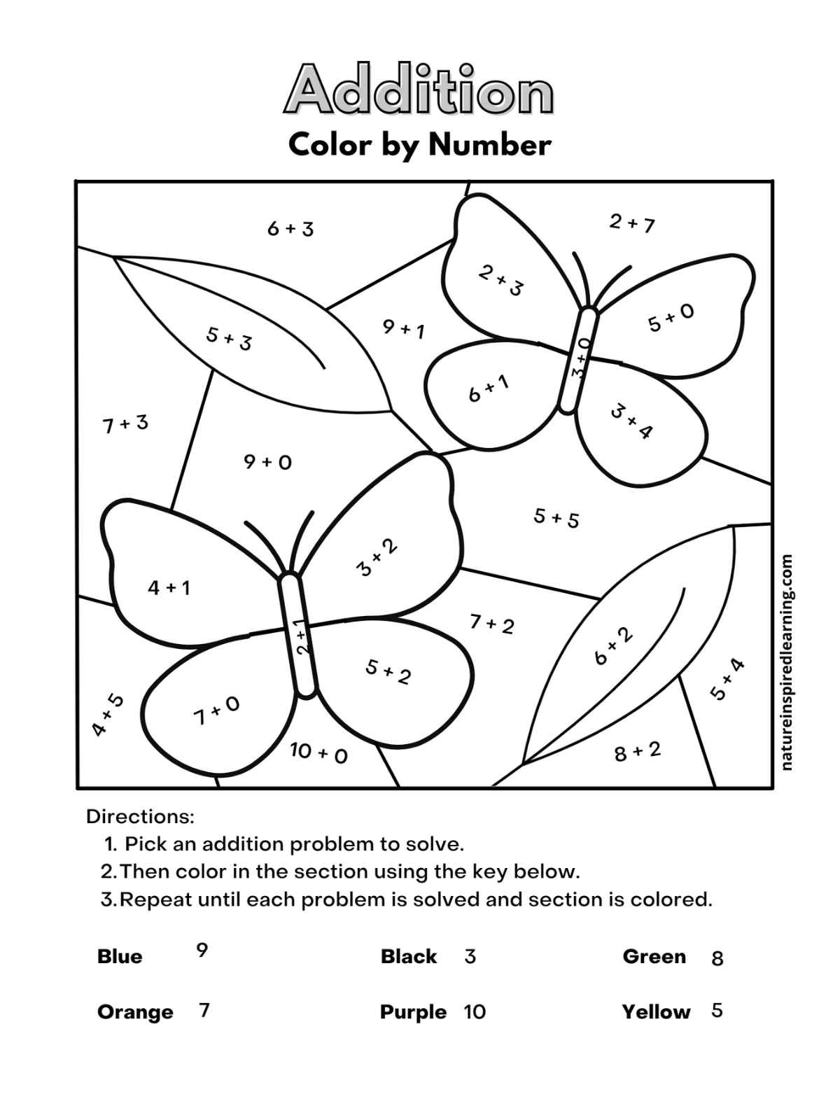addition and color by number worksheets