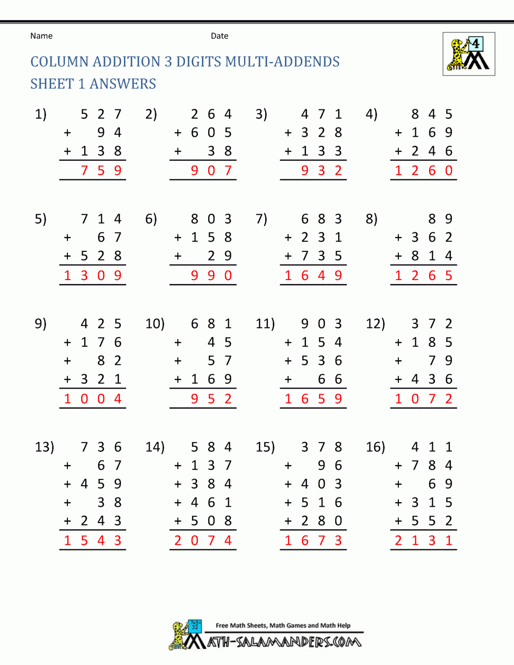 Addition Regrouping Worksheet 4th Grade