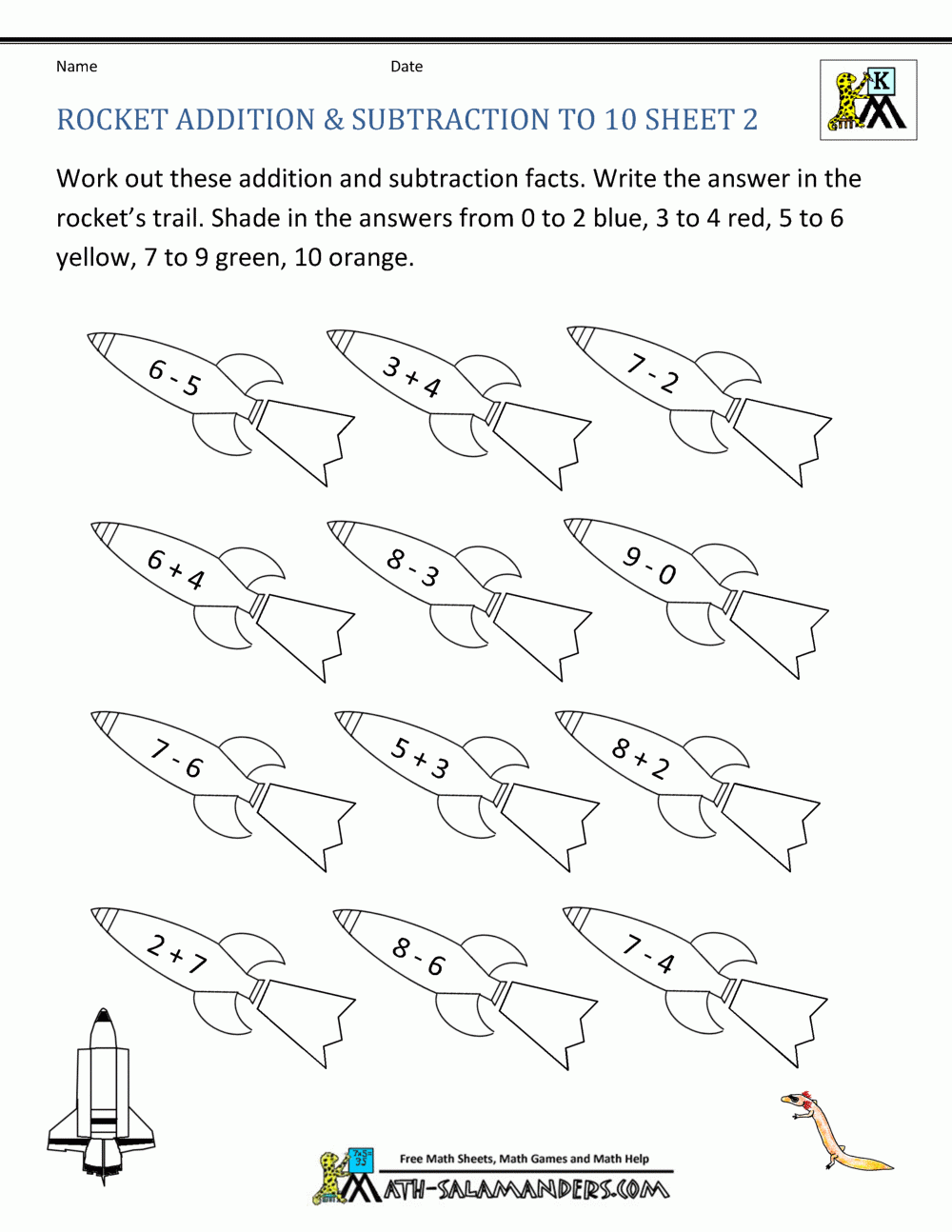 kindergarten coloring math worksheets
