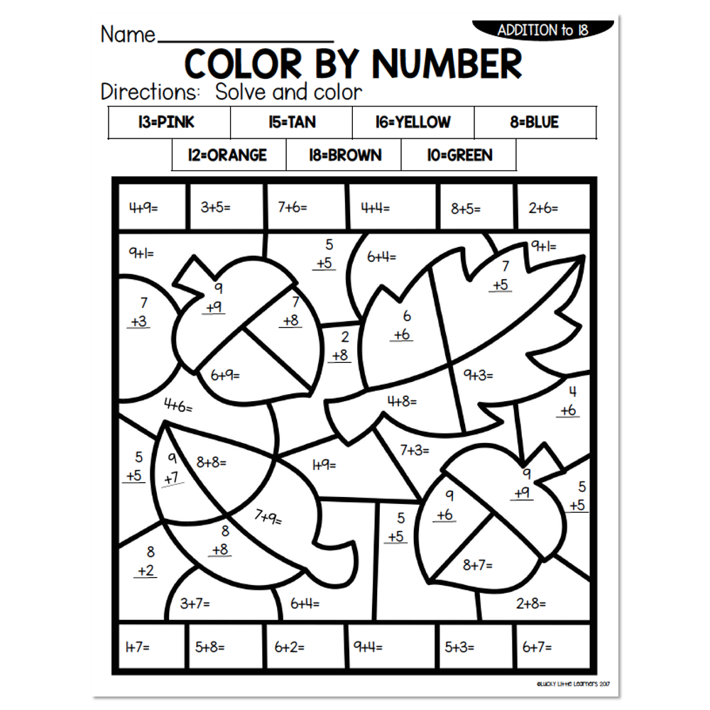 fall color by number printable