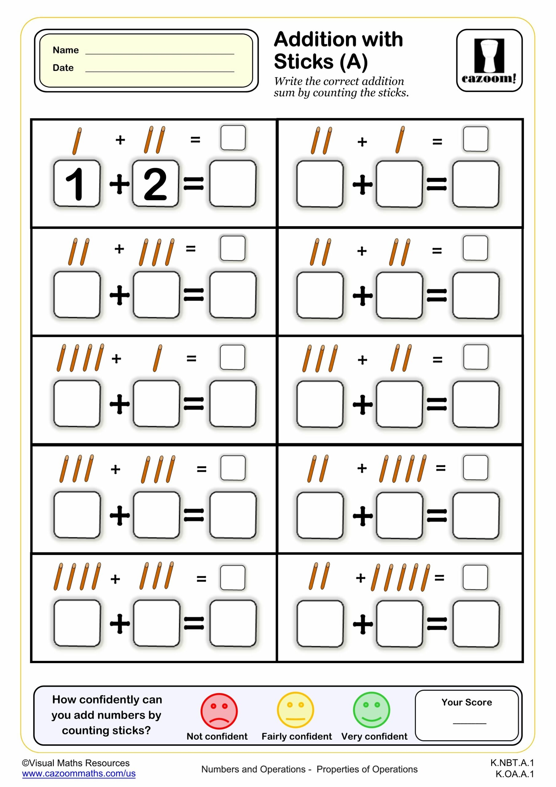 Addition With Sticks A Fun And Engaging K Grade PDF Worksheets