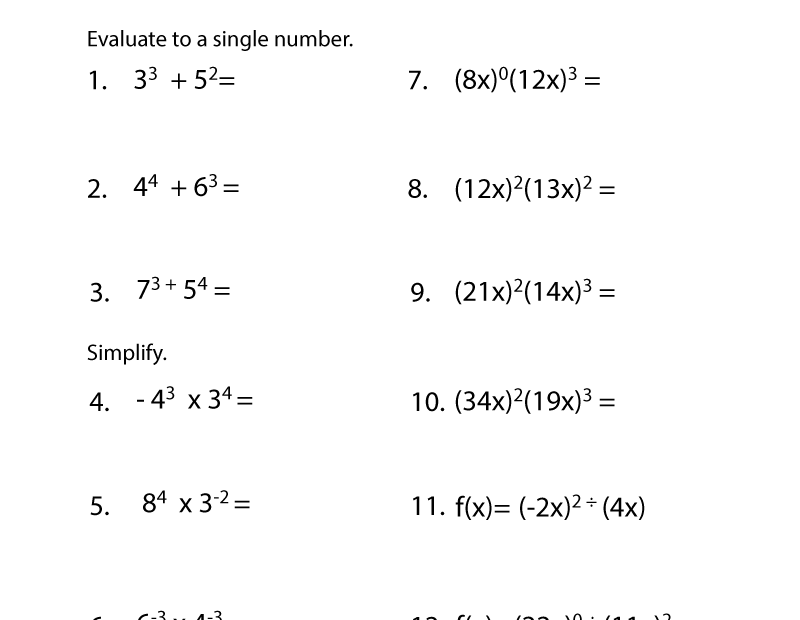 Algebra 1 Worksheets Exponents Worksheets Worksheets Library