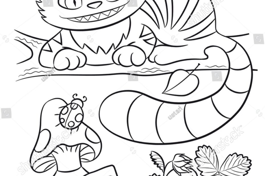 Alice Wonderland Coloring Page Cheshire Cat Stock Vector Royalty Free 2209982973 Shutterstock