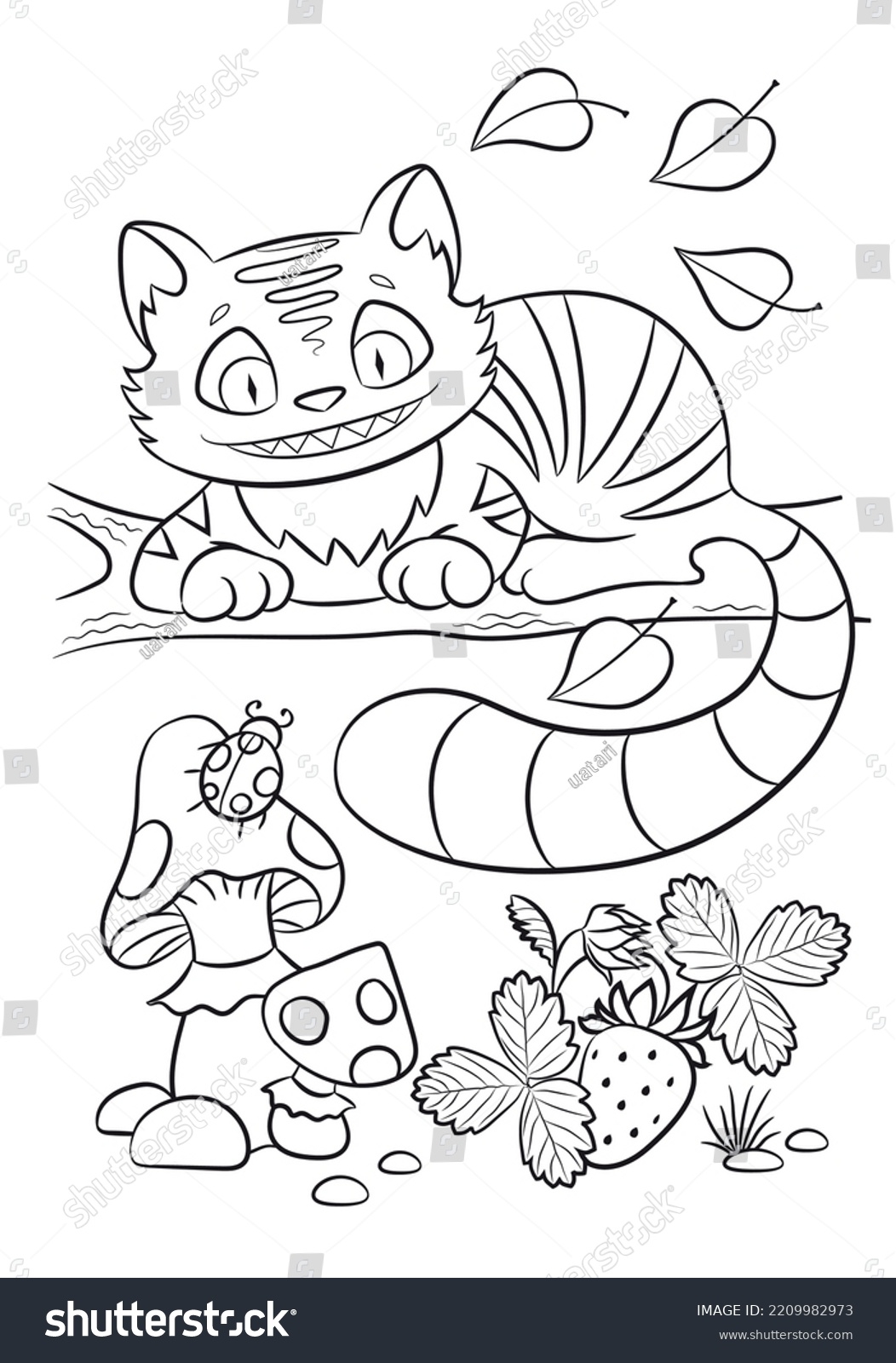 Alice Wonderland Coloring Page Cheshire Cat Stock Vector Royalty Free 2209982973 Shutterstock