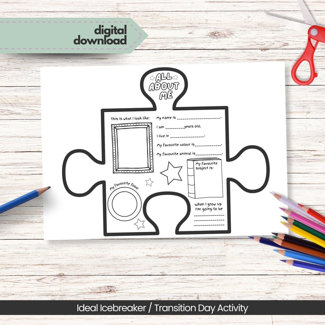 All About Me Jigsaw Puzzle Piece To Print Transition Activity Instant Download Etsy
