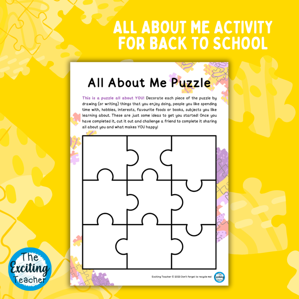 All About Me Puzzle D I Y Craft Activity Exciting Teacher Member s Club