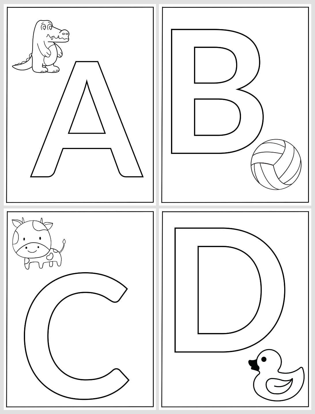 alphabet pictures to color