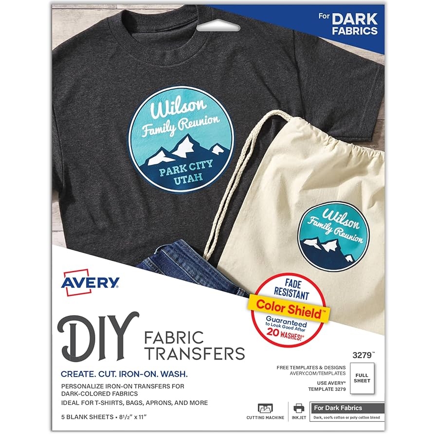 Amazon Avery Printable Heat Transfer Paper For Dark Fabrics 8 5