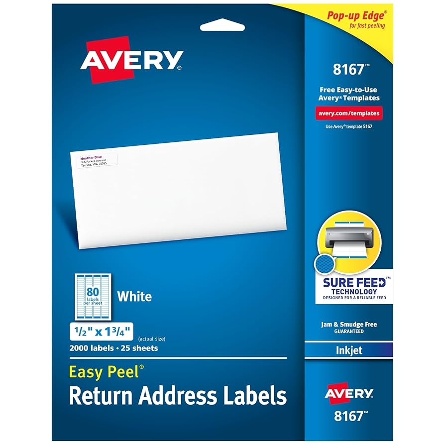 Amazon Avery Printable Return Address Labels With Sure Feed 0 5