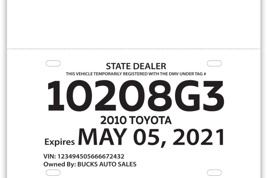 Amazon Blank Printable Car Dealer Tear Resistant Temporary Tags License Plates 8 Mil 1 Tear Off Portion Package Of 100 Office Products