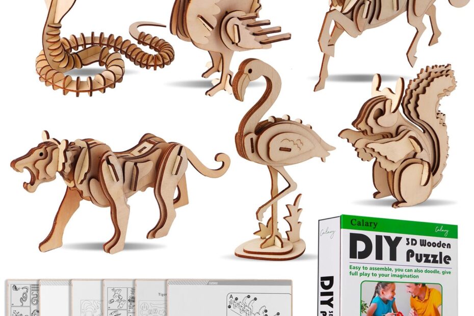 Amazon Calary 3D Wooden Puzzle Simulation Animal Dinosaur Assembly DIY Model Toy For Kids And Adults Set Of 6 Toys U0026 Games
