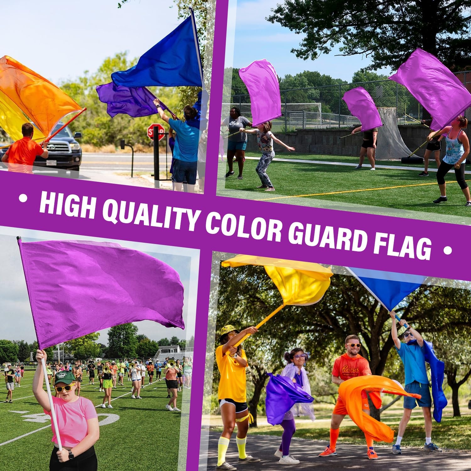 Amazon Color Guard Flag 36 X 54 Inch Curved Rectangle Worship Flags For Practice Performance Dance Solid Color Flags With Tear Resistant Poly 