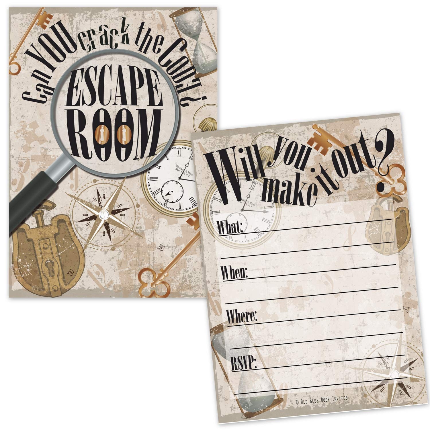 Amazon Escape Room Invitations 20 Count With Envelopes Mystery Puzzle Clue Party Game Invites For Kids And Adults Scavenger Hunt Home U0026 