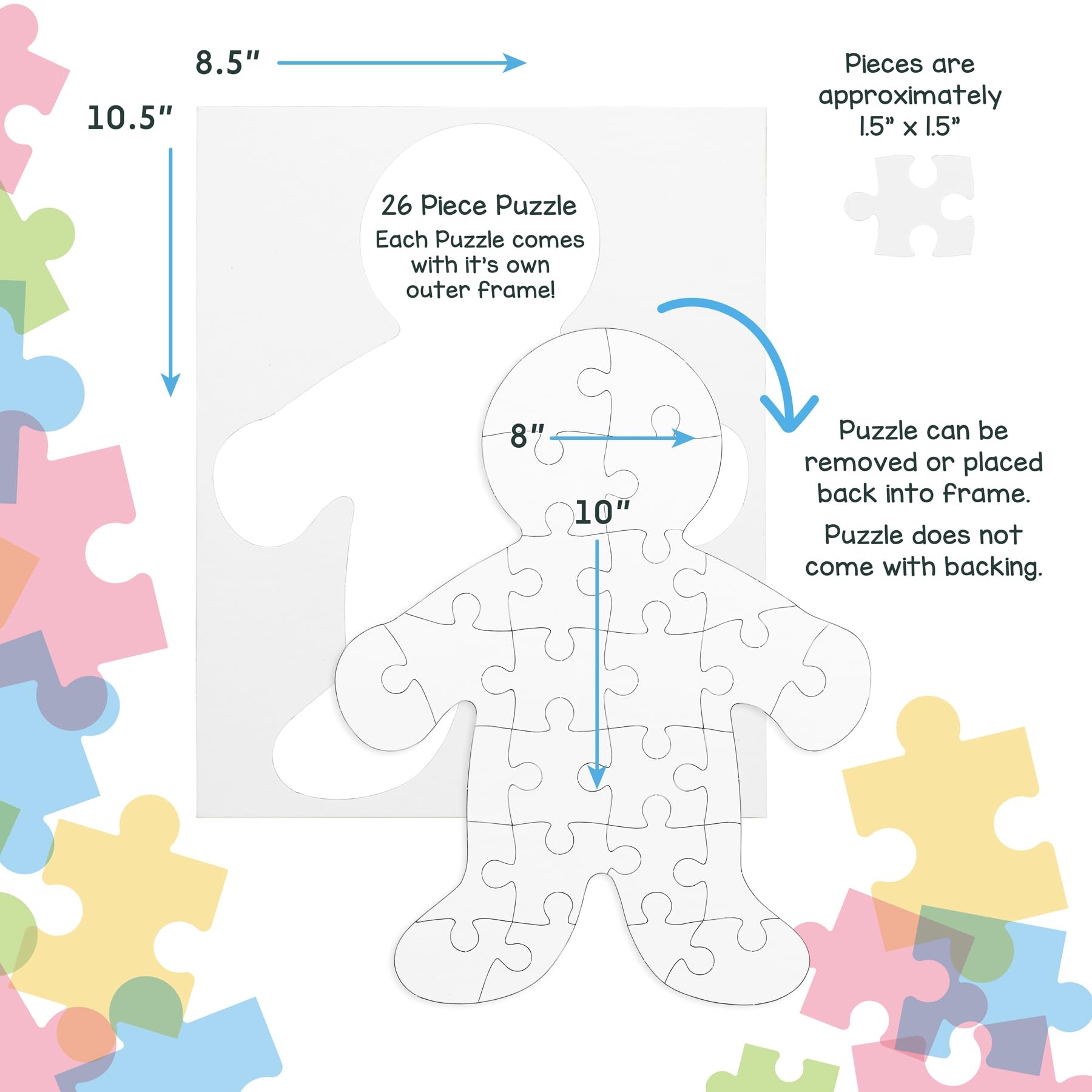 Amazon Hygloss 12 Blank Person Shaped Puzzles 8 5 X 10 5 Inches Ideal For All About Me Activities Write Draw And Decorate 26 Pieces Each Toys U0026 Games