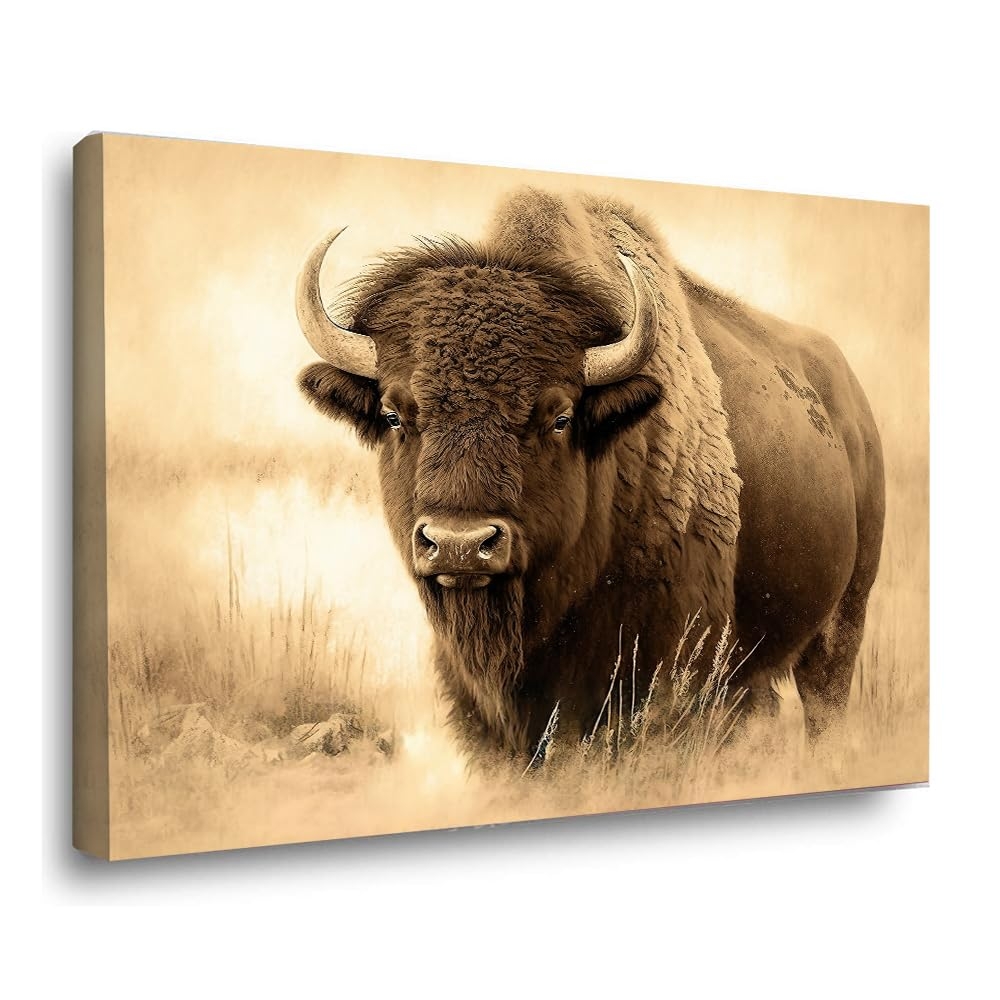 Amazon IoFeer Printable Wall Art Bison Wall Art Buffalo Artwork Buffalo Wall Art Bison Art Buffalo Print Nature Inspired Decor Log Cabin 