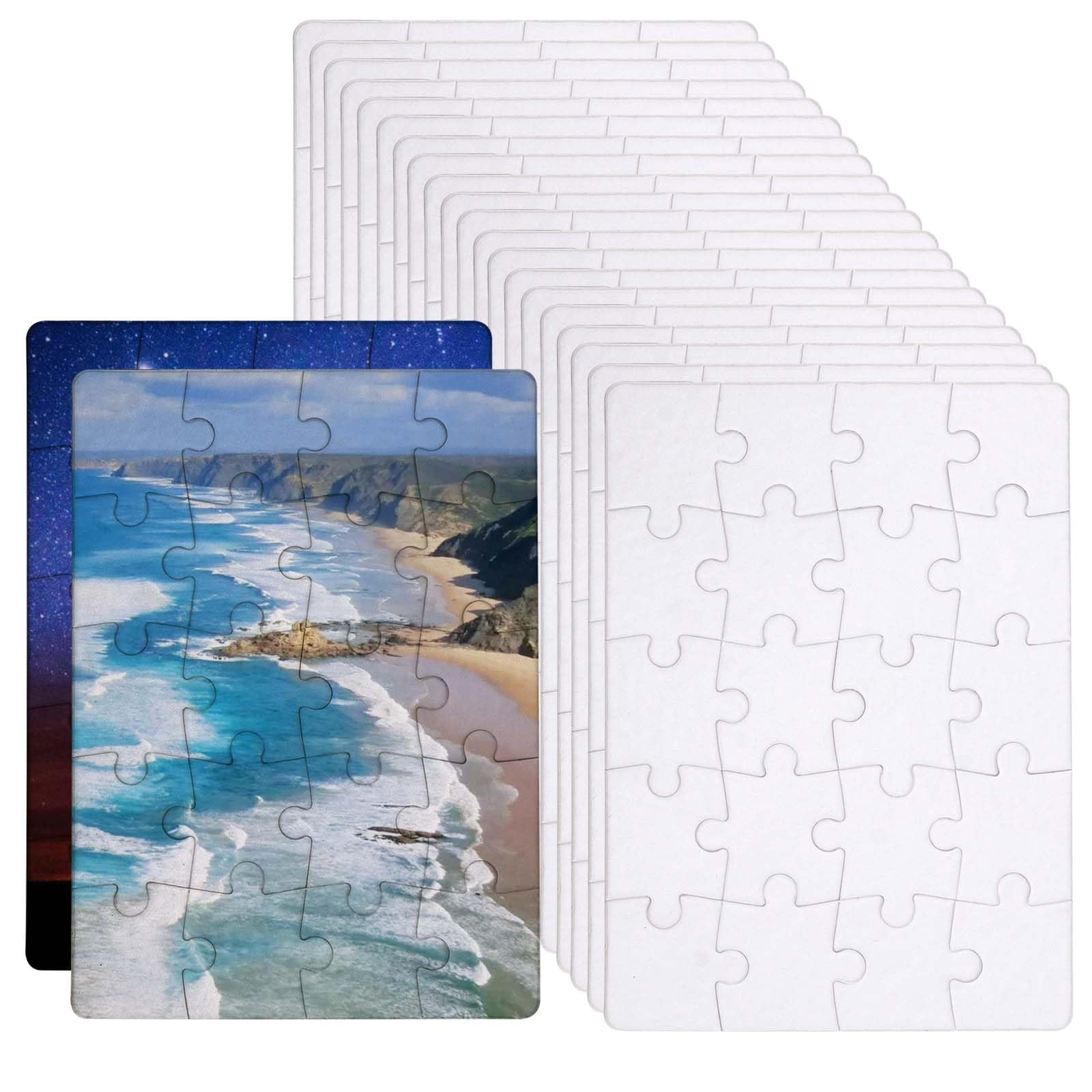 Amazon JAPCHET 30 Sets 7 9 X 5 8 Inches Sublimation Puzzle Blanks 600 Pieces White Blank Sublimation Jigsaw Puzzles DIY Custom Puzzle For Heat Press Thermal Transfer Printing And Craft Toys U0026 Games