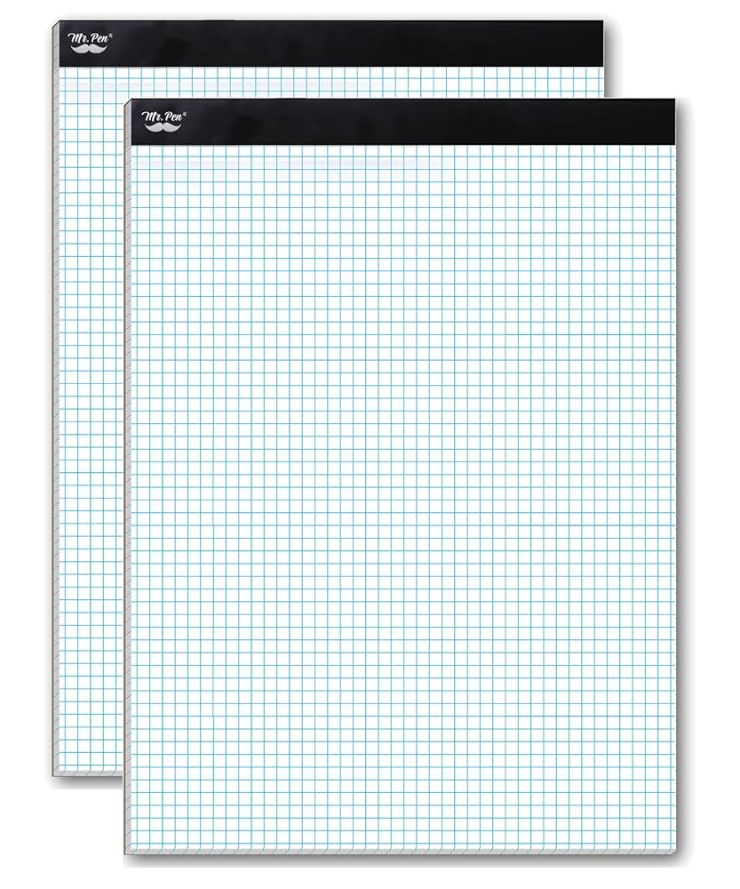 Amazon Mr Pen Graph Paper Pads 8 5 X 11 Inches 2 Pack 55 
