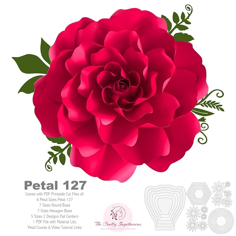 Amazon Petal 127 Rose Paper Flower Template Stencil To Create 