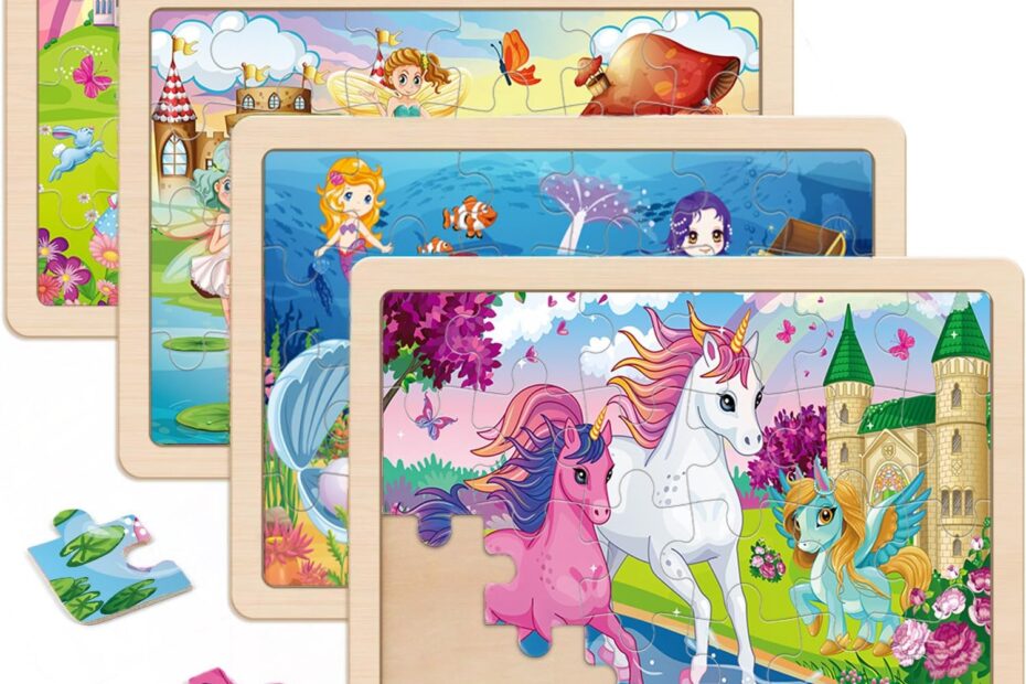 Amazon Wooden Puzzles For Kids Ages 4 6 4 Packs 24 PCs Unicorn Mermaid Princess Fairy Jigsaw Puzzles Preschool Educational Brain Teaser Toys For Girls 3 4 5 6 Years Old Toys U0026 Games