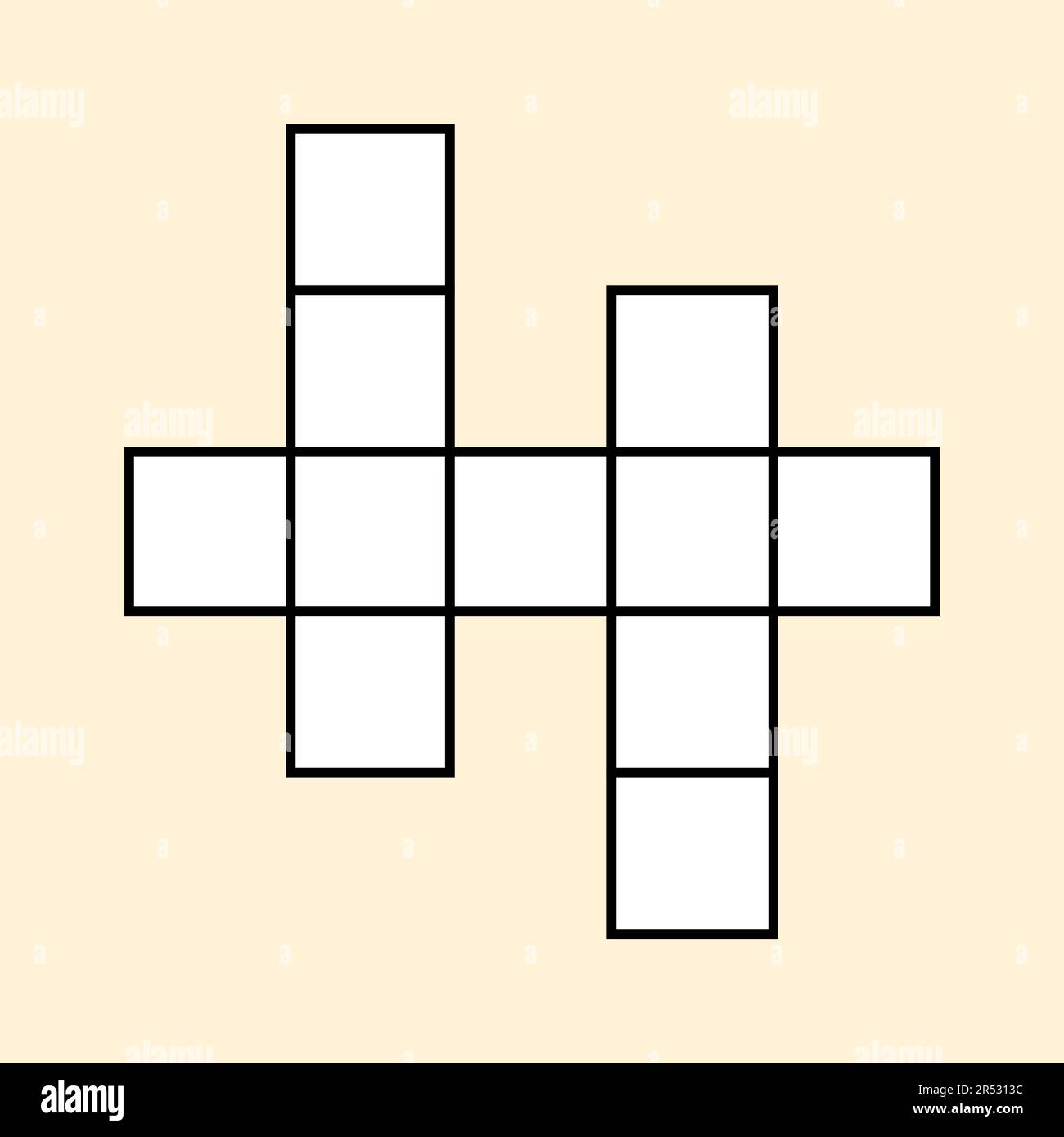 An Empty Grid Template For3 word Crossword Puzzle To Solve 