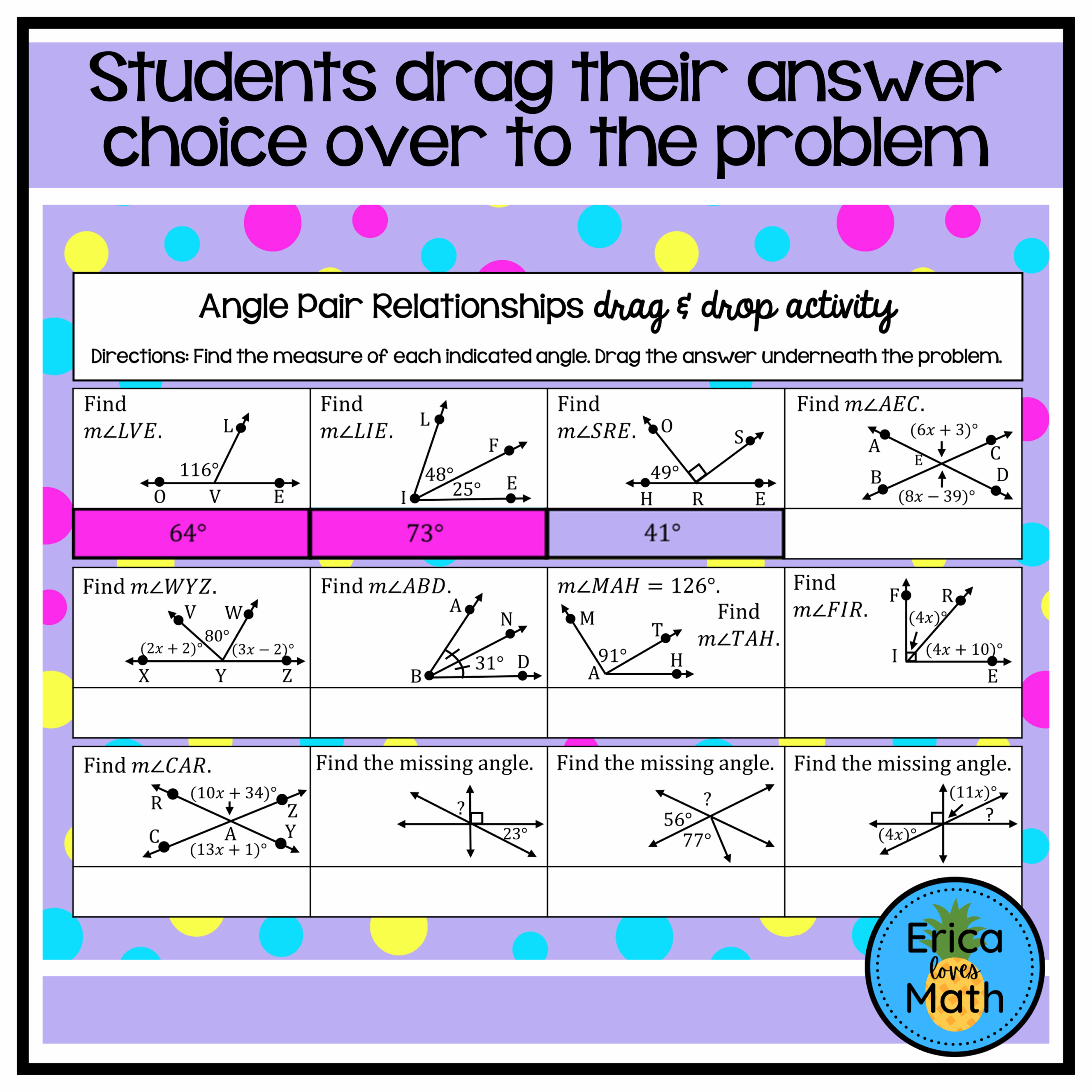 angle relationships worksheet