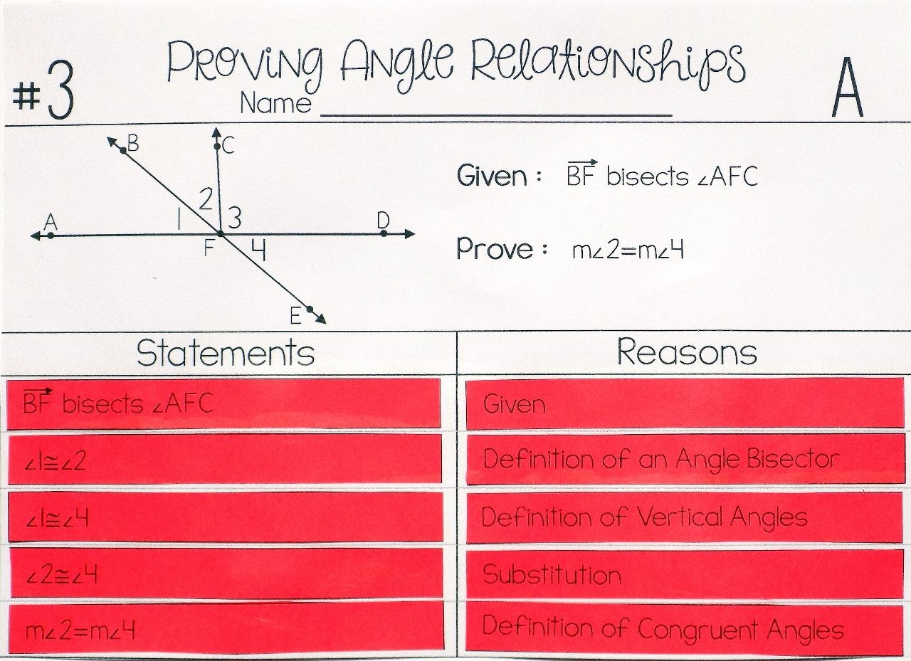 Angle Relationships Stufy Worksheet Same