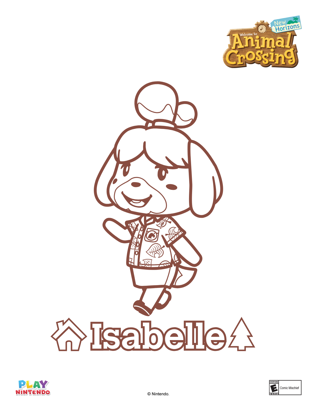 animal crossing coloring page