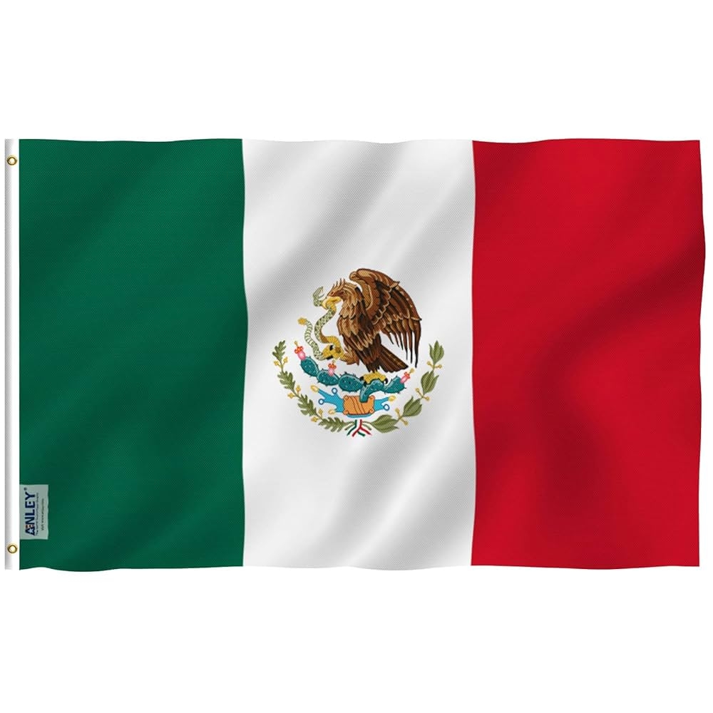 ANLEY Fly Breeze 3x5 Foot Mexico Flag Vivid Color And Fade Proof Canvas Header And Double Stitched Mexican MX National Flags Polyester With Brass Grommets 3 X 5 Ft Amazon co uk Garden