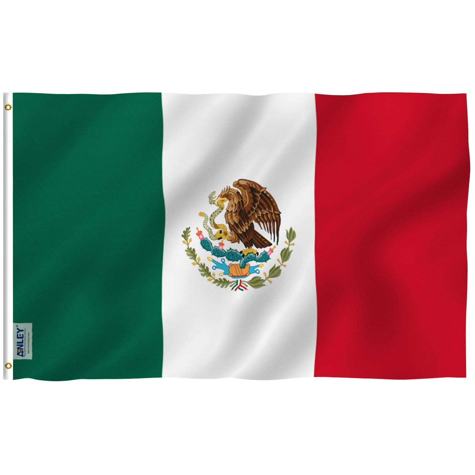ANLEY Fly Breeze 3x5 Foot Mexico Flag Vivid Color And Fade Proof Canvas Header And Double Stitched Mexican MX National Flags Polyester With Brass Grommets 3 X 5 Ft Amazon co uk Garden