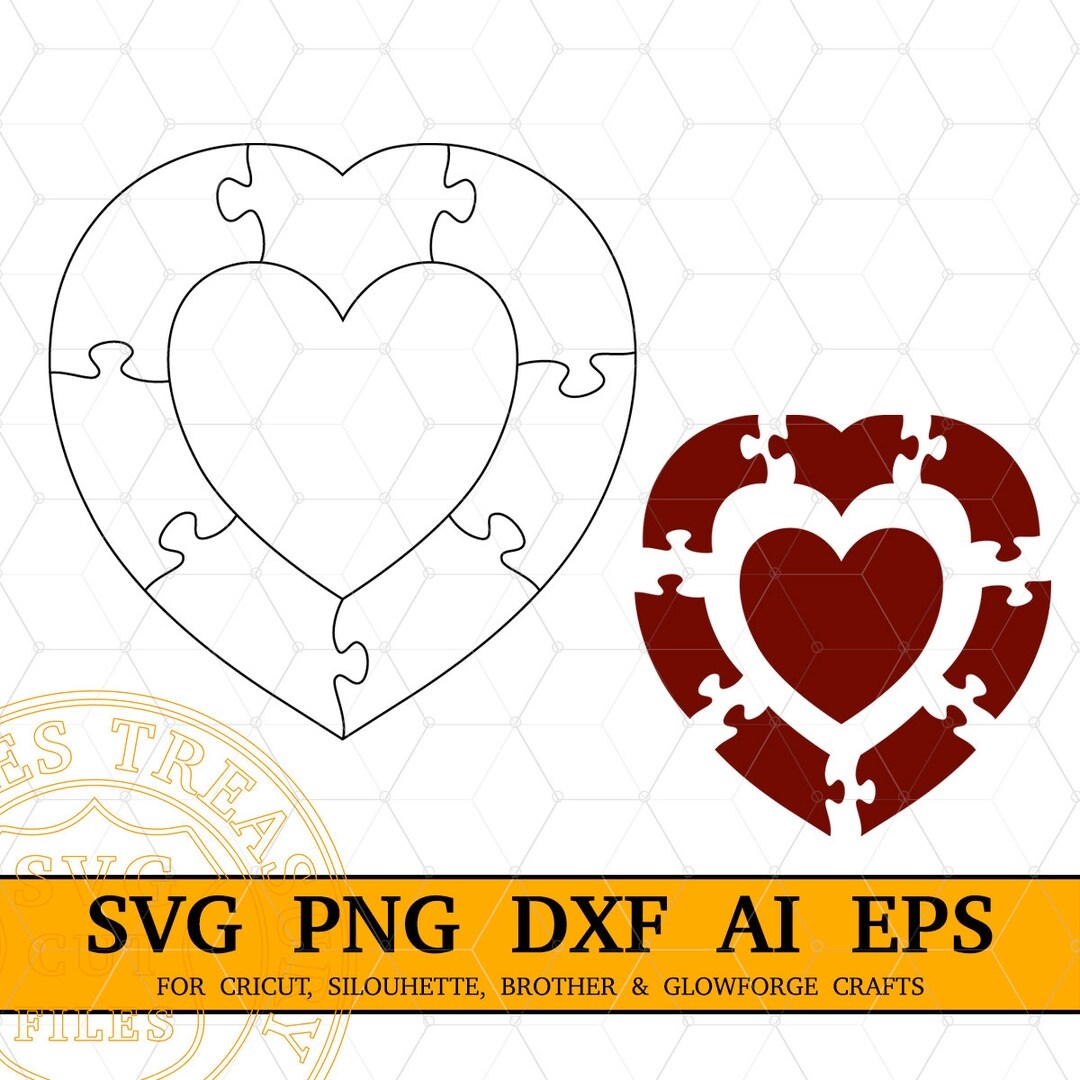 Anniversary Heart Puzzle Template Svg Heart In Heart Svg Dxf Cut Template Thanksgiving Birthday Puzzle Laser Cut Files 8 Pieces Puzzle Etsy