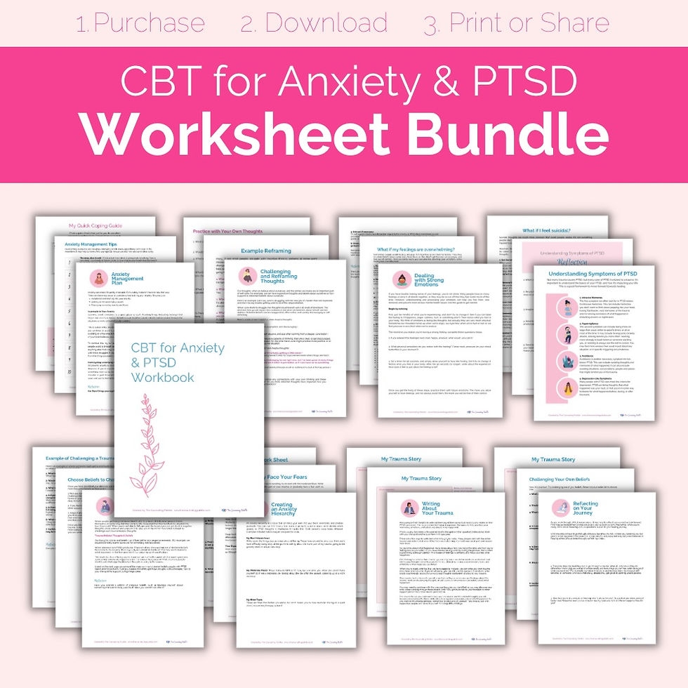 Anxiety U0026 PTSD CBT Worksheet Bundle CBT For Adults Cognitive 