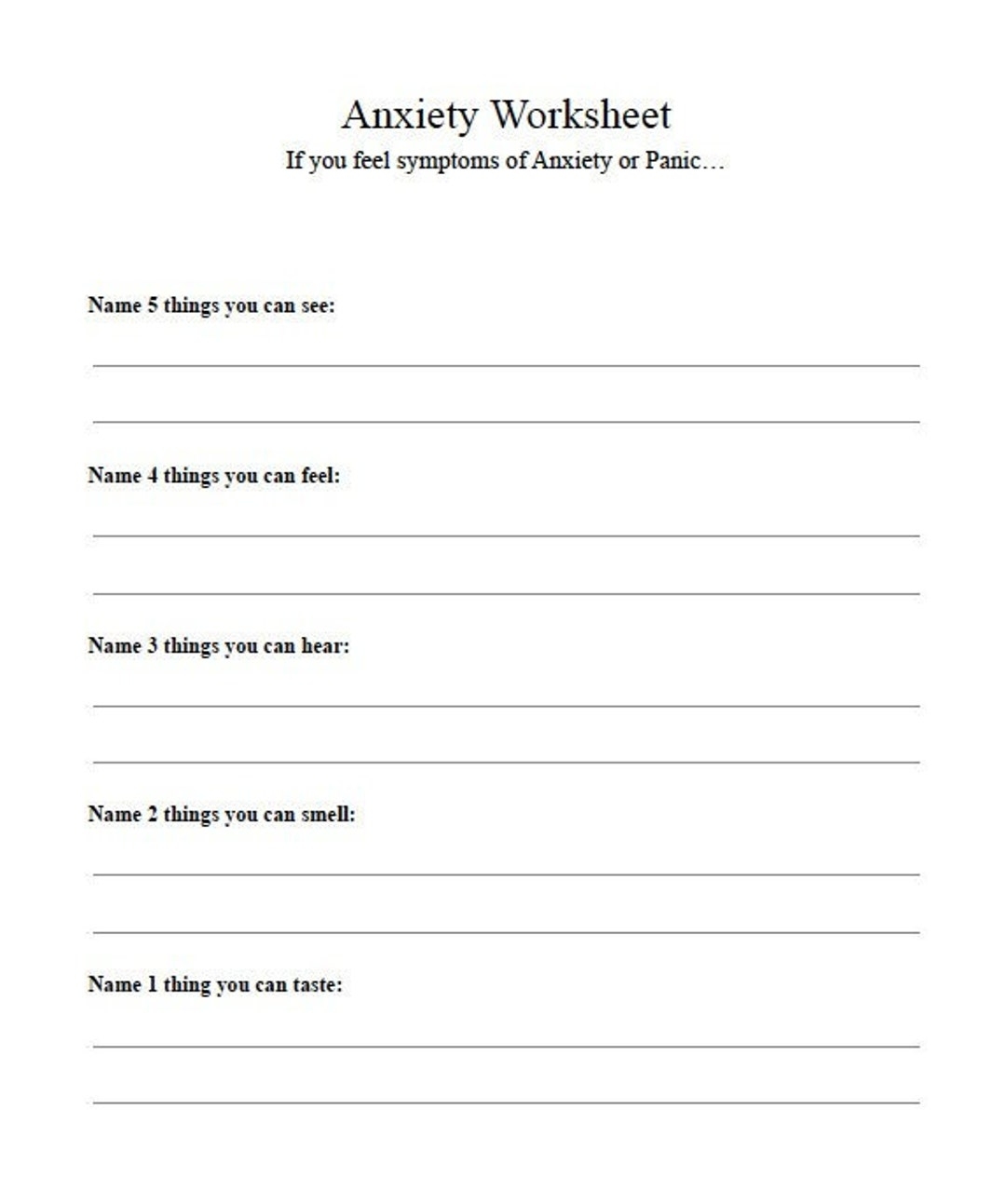 Anxiety Worksheets For Teenagers PDF Etsy