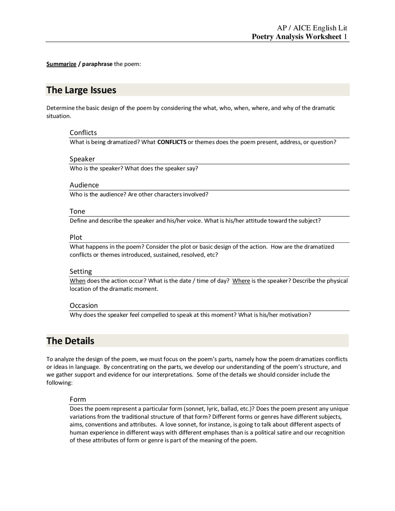 poetry analysis worksheet