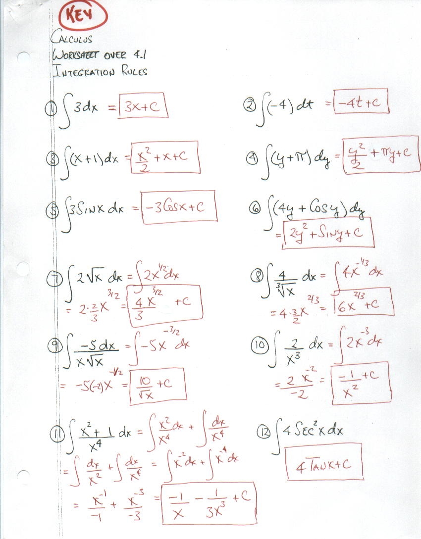 AP Calculus Section 4 2 Worksheets