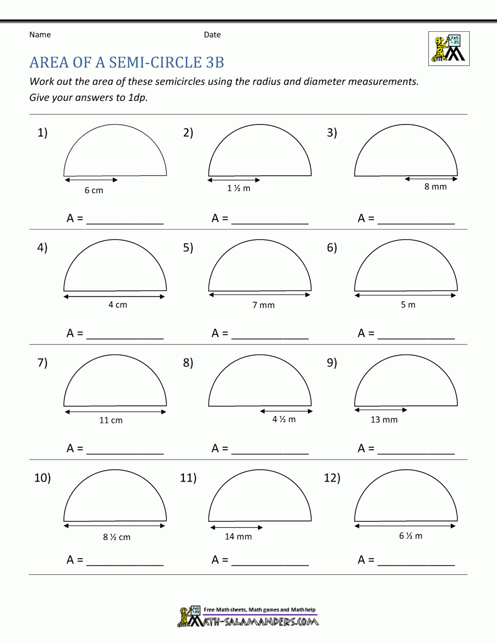 Area Of A Semi Circle