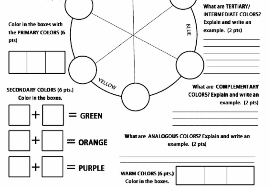 Art Paper Scissors Glue Color Worksheet