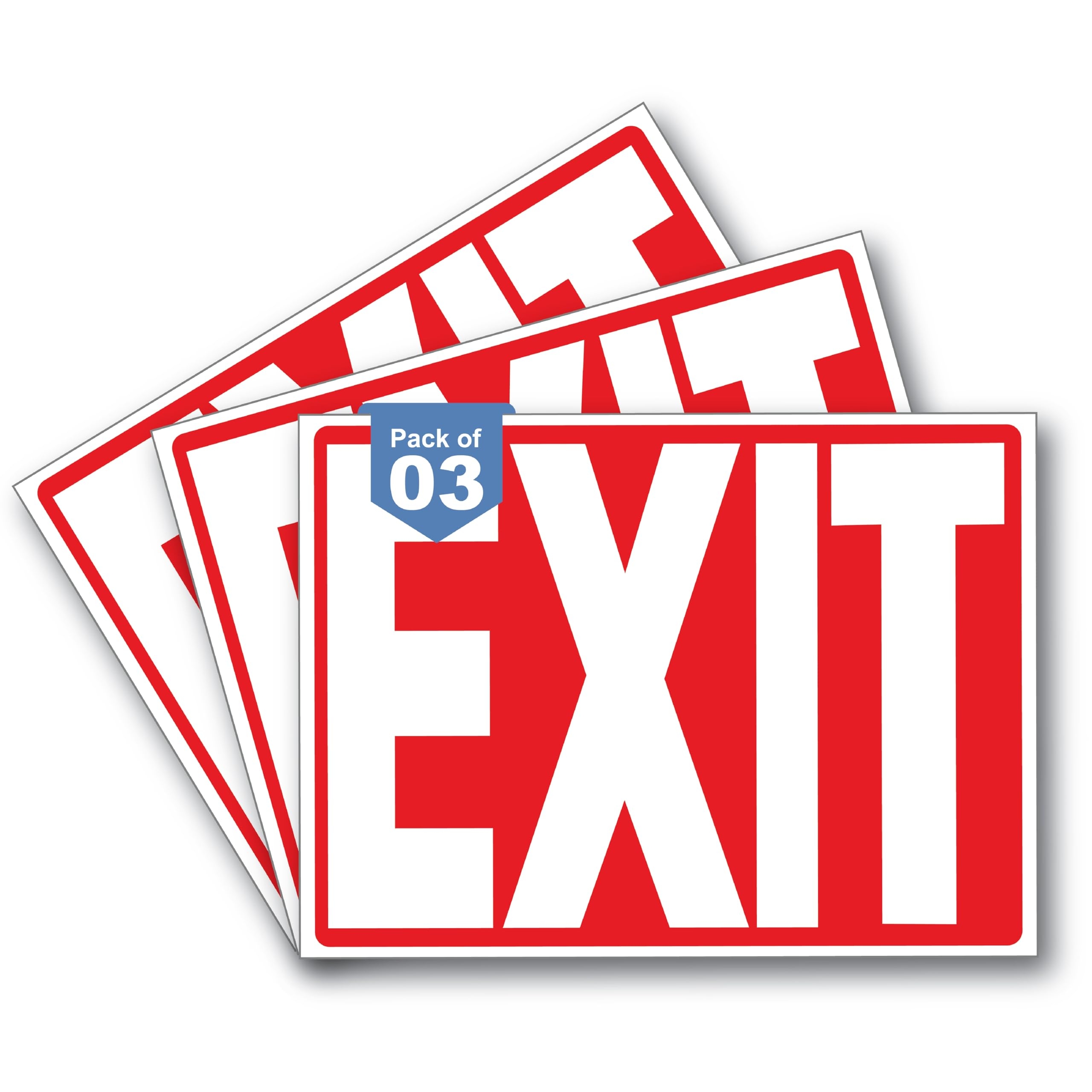 Ashtag Art 3 X Exit Sign Stickers Exit Signs Designed As Per NFPA Safety Standards 10 X 7 Inches Premium UV Protected Strong Adhesive Vinyl