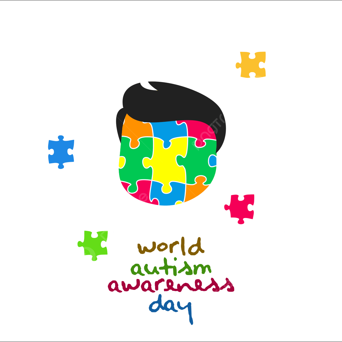 Autism Awareness Ribbon Clipart Transparent Background World Autism Awareness Day With Jigsaw Puzzle Kid Head Puzzle Colorful Jigsaw PNG Image For Free Download