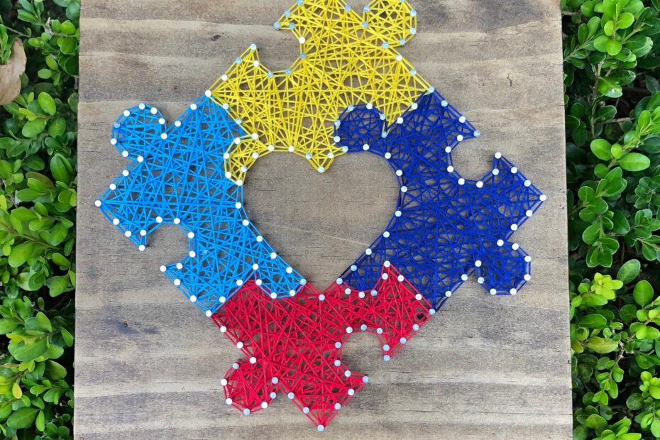 Autism Puzzle String Art Sign Sign Autism Sign Heart Sign Puzzle Sign Autism Awareness Fight Autism Sign Etsy